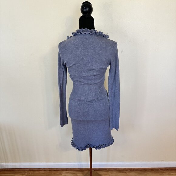 Trend Womens Cardigan Sweater Italy Cashmere Merino Wool Open Front Small Grey - Picture 2 of 6